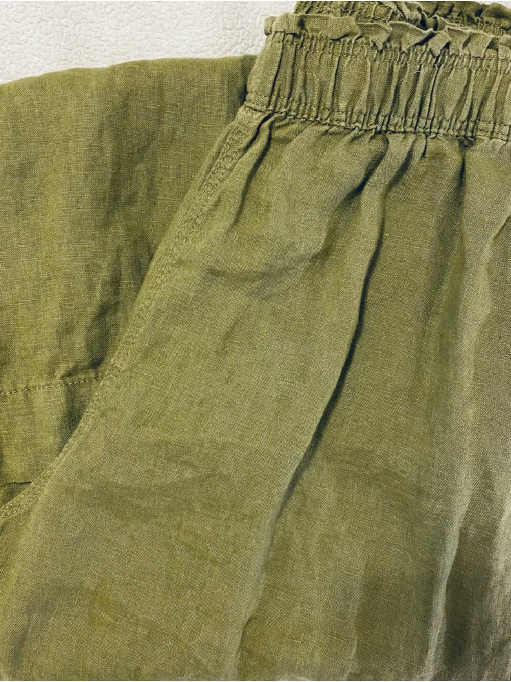 H&M Olive Green Linen Pants with Elastic Waist
